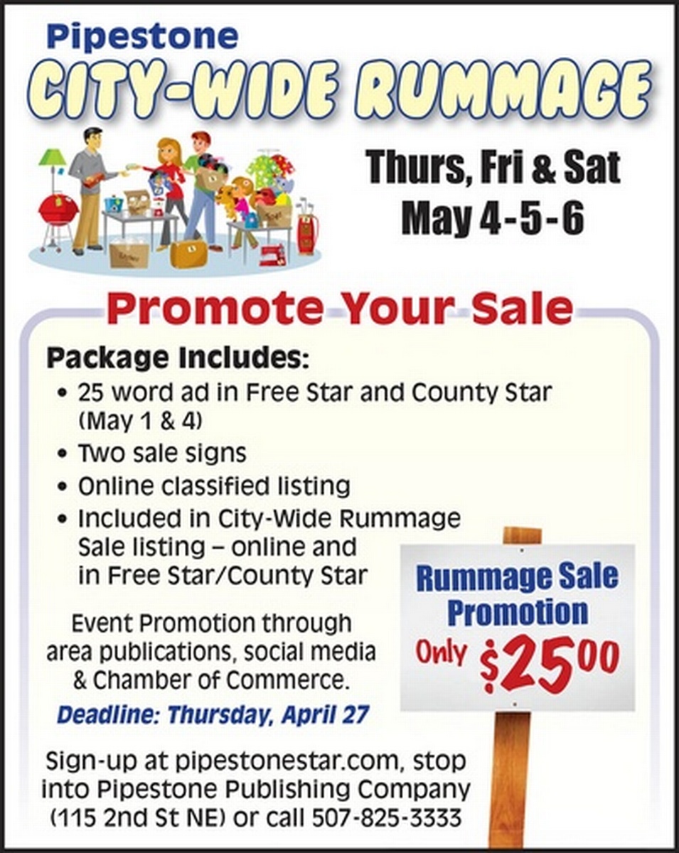 Pipestone CityWide Rummage Sales May 5, 2023
